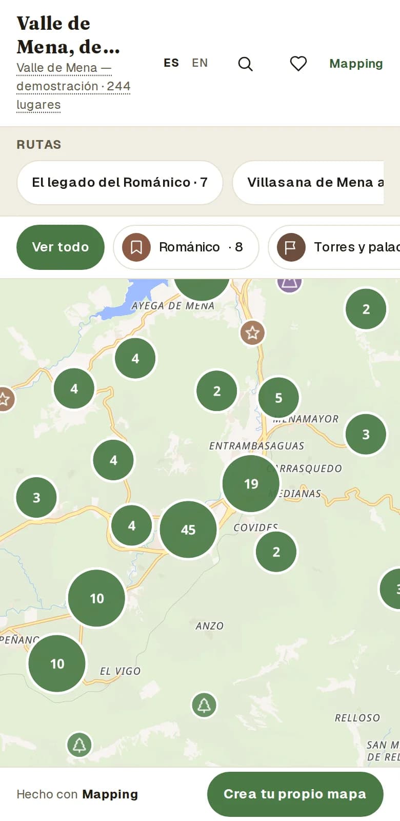 Un mapa publicado, tal y como lo ve quien escanea el QR